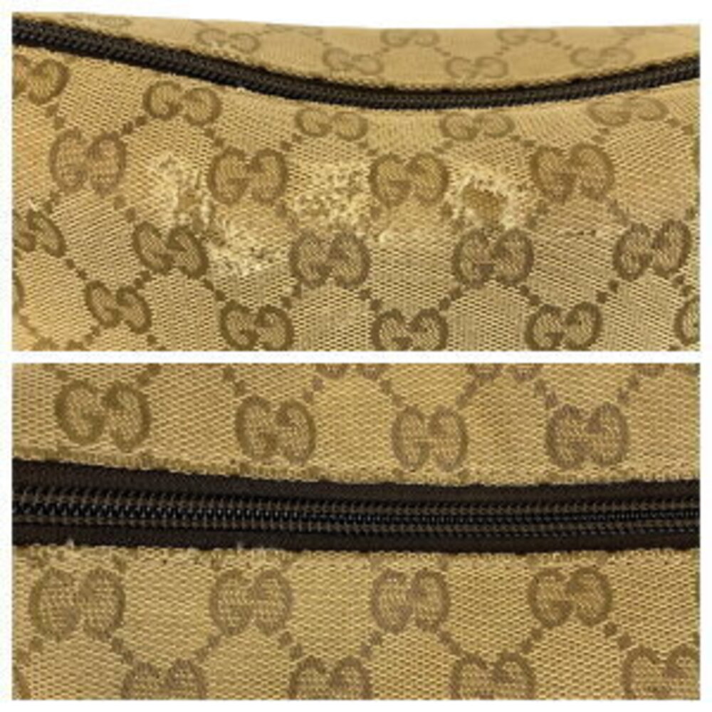 Gucci Bag Canvas Shoulder Beige GG Messenger Leather Tan Brown Crossbody - Picture 8 of 10
